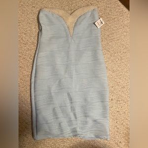 Charlotte Russe Strapless beaded bodycon ruched size Large dress party cocktail